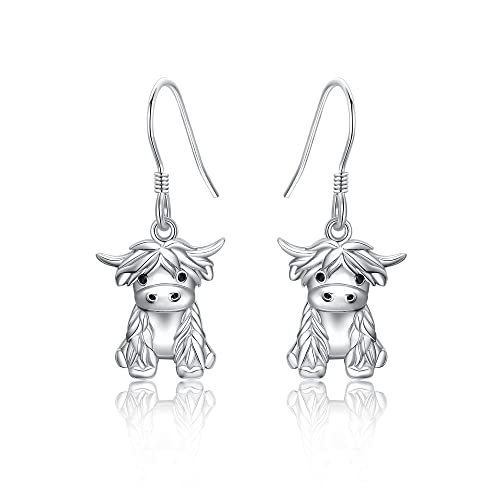 Hochland Kuh Dangle Ohrringe 925 Sterling Sliver Kuh Drop Ohrringe Highland Kuh Schmuck Geschenke für Frauen Mädchen von ONEFINITY