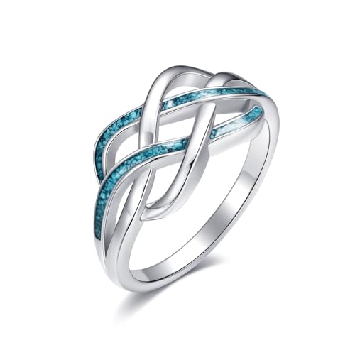 Keltische Knoten Ringe 925 Sterling Silber Twisted Knot Türkis Ring Infinity keltischen Türkis Schmuck Geschenke für Frauen-Größe 7 von ONEFINITY