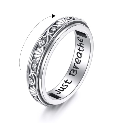 Lotus Zappelring 925er Sterlingsilber Lotus Spinner Angstring Stressabbau Schmuck Geschenke für Frauen Größe 7 Lotus Zappelring 925er Sterlingsilber Lotus Spinner Angstring Stressabbau Schmuck Geschenke für Frauen Größe 7 von ONEFINITY