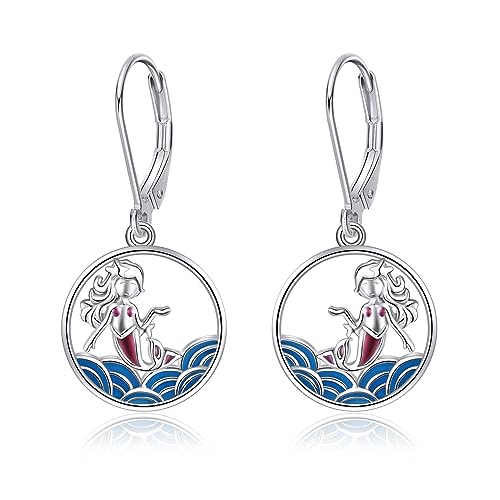 Meerjungfrau Ohrringe 925 Sterling Silber Nautische Ariel Meerjungfrau Creolen Hawaii Ozean Meerjungfrau Süßer Tierschmuck Geschenke Für Herren Damen von ONEFINITY