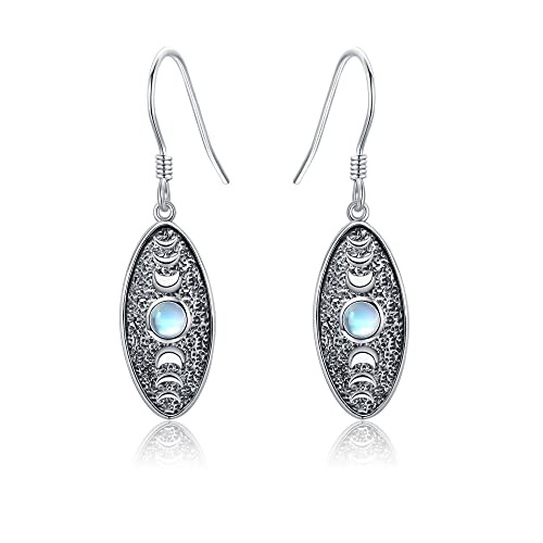 Mondphasen Ohrringe 925 Sterling Silber Mondstein Ohrringe Hypoallergen Schmuck Geschenk Für Herren Damen von ONEFINITY