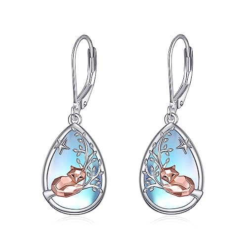 Mondstein Ohrringe Sterling Silber Ohrringe Jubiläum Geburtstag Schmuck Geschenke für Frauen Mädchen (Der Fuchs) von ONEFINITY
