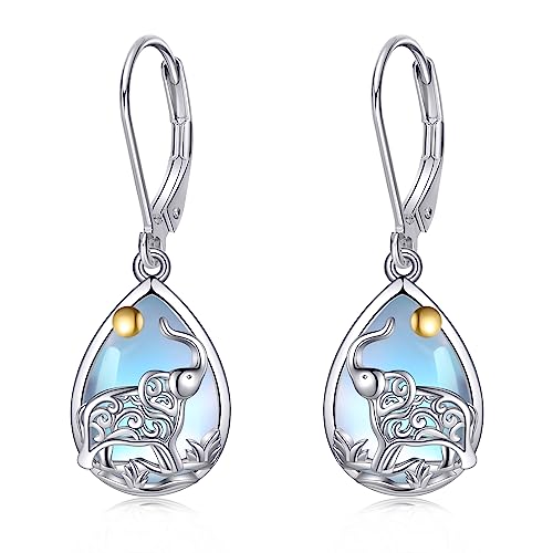 Mondstein Ohrringe Sterling Silber Ohrringe Jubiläum Geburtstag Schmuck Geschenke für Frauen Mädchen (Elefant) von ONEFINITY