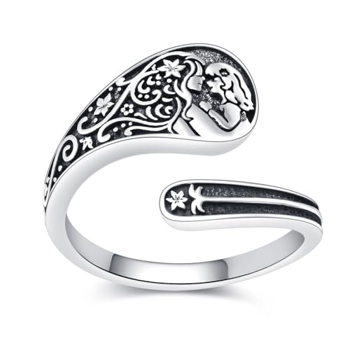 Mutter Tochter Ringe 925 Sterling Silber Vintage Mothers Spoon Ring Mutter Tochter Schmuck Geschenke für Frauen Mutter Tochter Ringe 925 Sterling Silber Vintage Mothers Spoon Ring Mutter Tochter Schmuck Geschenke für Frauen von ONEFINITY