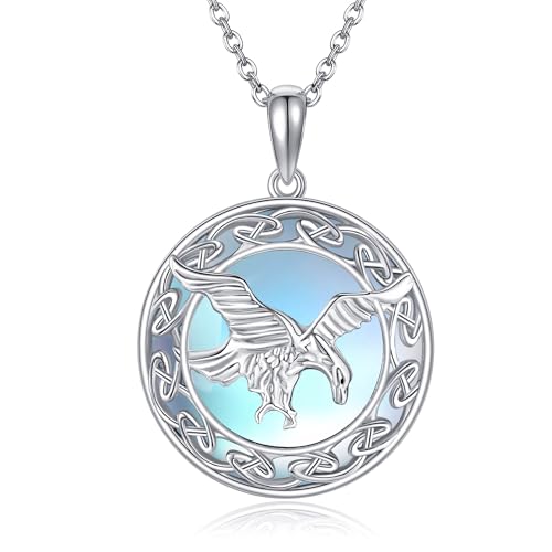 ONEFINITY Adler Halskette 925 Sterling Silber Adler Anhänger Mondstein Keltische Adlerschmuck Unisex Geschenk von ONEFINITY