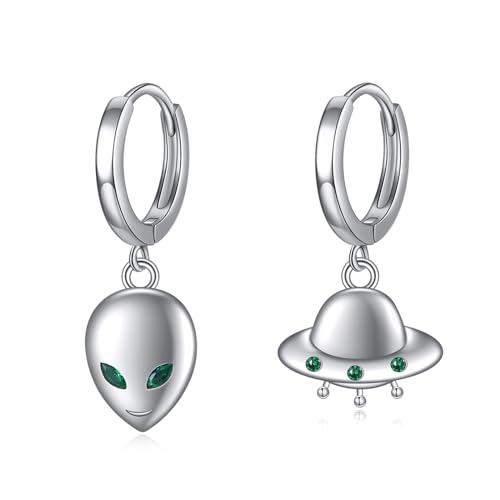 ONEFINITY Alien Ohrringe 925 Sterling Silber UFO Ohrringe Space Ohrringe Alienschmuck Geschenke Für Damen Herren von ONEFINITY