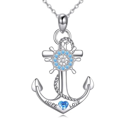 ONEFINITY Anker Kette 925 Sterling Silber Ruder Anhänger Halskette Nautische Schmuck Geschenk für Frauen Damen von ONEFINITY