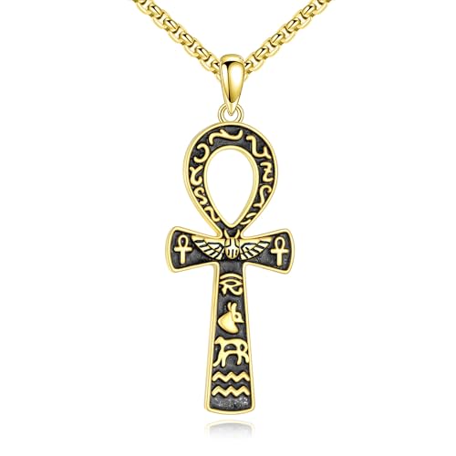 ONEFINITY Ankh Halskette 925er Sterlingsilber Ankh Kreuz Anhänger Halskette mit ägyptischem Hieroglyphensymbol Halskette ägyptischer Schmuck Geschenke für Frauen und Männer von ONEFINITY