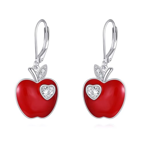 ONEFINITY Apfel Ohrringe 925 Sterling Silber Rot Apfel Tropfen Ohrringe Obst Schmuck Geschenke für Damen ONEFINITY Apfel Ohrringe 925 Sterling Silber Rot Apfel Tropfen Ohrringe Obst Schmuck Geschenke für Damen von ONEFINITY