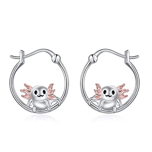 ONEFINITY Axolotl Hoop Ohrringe 925 Sterling Silber Nette Axolotl Tier Schmuck Geschenke für Frauen Mädchen von ONEFINITY