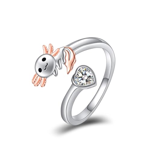 ONEFINITY Axolotl Ringe 925 Sterling Silber Verstellbarer Ring Axolotl Schmuck Geschenk für Damen von ONEFINITY