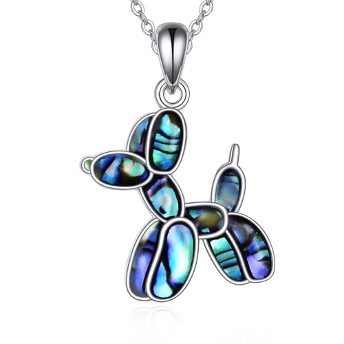 ONEFINITY Ballon Hund Kette 925 Sterling Silber Abalone Ballon Hund Anhänger Halsband Hunde Schmuck für Damen von ONEFINITY