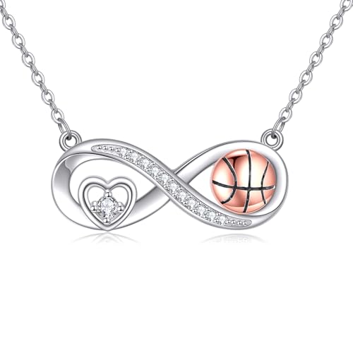 ONEFINITY Basketball Halskette 925 Sterling Silber Unendlichkeitsanhänger Sportschmuck Basketball Geschenke für Frauen von ONEFINITY