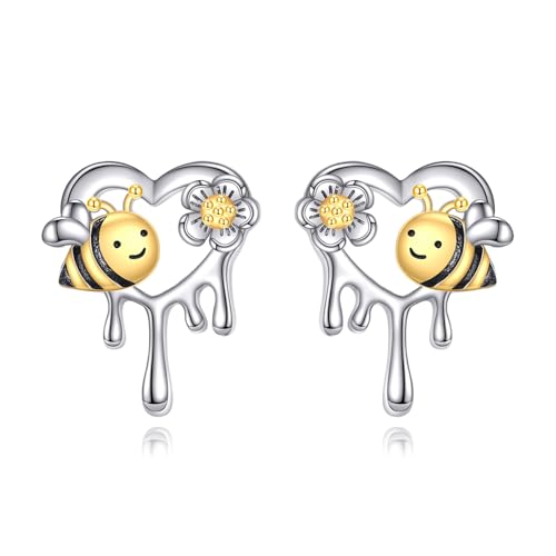 ONEFINITY Bienen-Ohrringe für Frauen 925 Sterling Silber Honig mit Biene Herz Ohrstecker Blumen Ohrringe Schmuck Geschenke ONEFINITY Bienen-Ohrringe für Frauen 925 Sterling Silber Honig mit Biene Herz Ohrstecker Blumen Ohrringe Schmuck Geschenke von ONEFINITY
