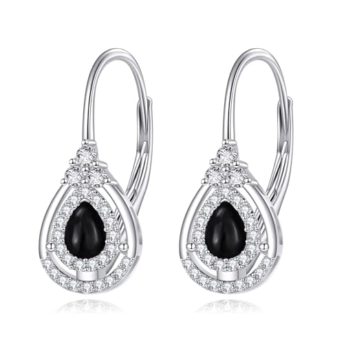 ONEFINITY Black Onyx Teardrop Ohrringe 925 Sterling Silber Black Onyx Schmuck für Frauen von ONEFINITY