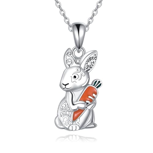 ONEFINITY Bunny Halskette 925 Sterling Silber Bunny Karotte Anhänger Halskette Kaninchen Bunny Schmuck für Frauen von ONEFINITY