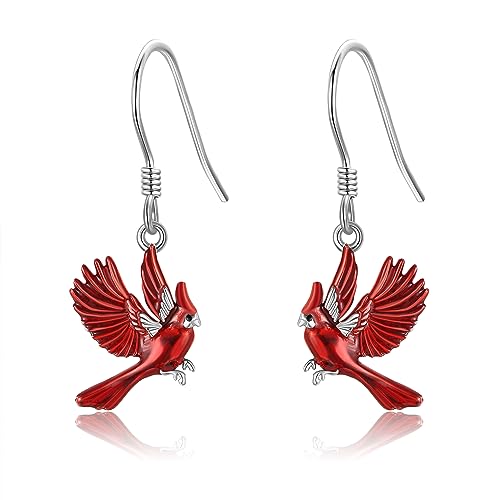 ONEFINITY Kardinalohrringe 925 Sterling Silber Rote Kardinal Tropfenohrringe Vogelschmuck Geschenke für Frauen von ONEFINITY