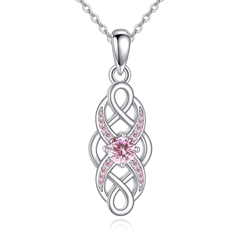 ONEFINITY Celtic Knot kette Sterling Silber Infinity kette Irish Birthstone Anhänger Infinity Celtic Knot Schmuck Geschenke für Damen Oktober Birthstone von ONEFINITY