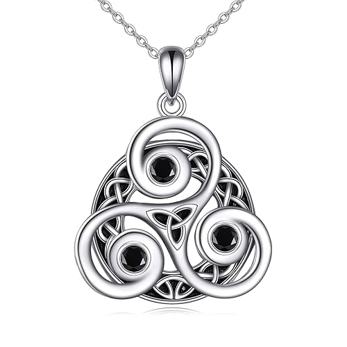 ONEFINITY Keltische Halskette 925 Sterling Silber Mond Wikinger Anhänger Triskele Triskelion Halskette Keltische Schmuck Geschenke für Damen Männer (Triskele 2) von ONEFINITY