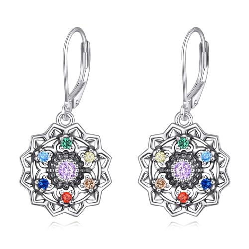ONEFINITY Chakra Ohrringe Für Damen 925 Sterling Silber Lotus Ohrringe 7 Chakra Yoga Schmuck von ONEFINITY