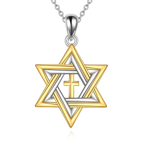 ONEFINITY Davidstern kette 925 Sterling Silber Kreuz Davidstern Anhänger Star of David Halskette Jüdisch Schmuck Geschenke für Damen Herren ONEFINITY Davidstern kette 925 Sterling Silber Kreuz Davidstern Anhänger Star of David Halskette Jüdisch Schmuck Geschenke für Damen Herren von ONEFINITY