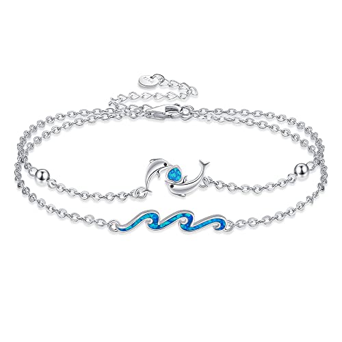 ONEFINITY Delfin Armband für Damen 925 Sterling Silber Delfin Wave Armband Knöchel Ozean Strand Schmuck Geschenk von ONEFINITY