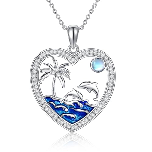 ONEFINITY Delfin Halskette 925 Sterling Silber Palmen Anhänger Halskette Ozean Delfin Schmuck Geschenk für Frauen Mädchen von ONEFINITY