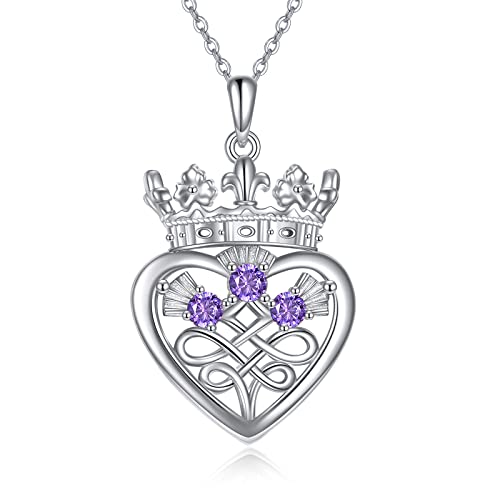 ONEFINITY Distel-Halskette aus 925er-Sterlingsilber, Distel-Herz-Krone, schottischer Anhänger, Schmuck, Geschenk für Frauen und Mädchen von ONEFINITY