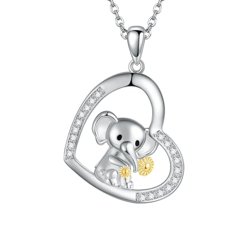 ONEFINITY Elefanten Halskette 925Er Sterlingsilber Elefant Sonnenblume Zirkonia Anhänger Niedlicher Elefant Tierschmuck Geschenke Für Männer Frauen Mädchen ONEFINITY Elefanten Halskette 925Er Sterlingsilber Elefant Sonnenblume Zirkonia Anhänger Niedlicher Elefant Tierschmuck Geschenke Für Männer Frauen Mädchen von ONEFINITY