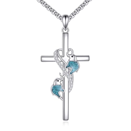 Elefanten Halskette aus 925er Sterlingsilber Kreuz Unendlichkeit Elefanten Halsketten Schmuck für Mütter Geschenke für Frauen Mutter Oma von ONEFINITY