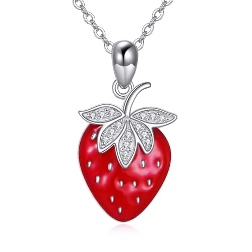 ONEFINITY Erdbeer Kette 925 Sterling Silber Erdbeer Anhänger Halskette Frucht Schmuck für Damen ONEFINITY Erdbeer Kette 925 Sterling Silber Erdbeer Anhänger Halskette Frucht Schmuck für Damen von ONEFINITY