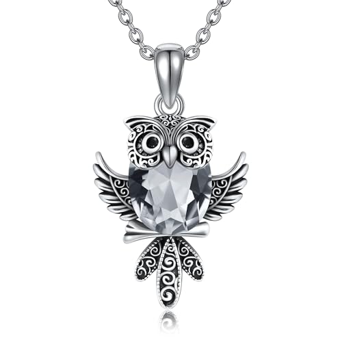 ONEFINITY Eule Kette für Damen 925 Sterling Silber Eule Anhänger Halskette Kristall Eule Schmuck Geschenke von ONEFINITY