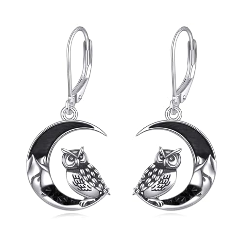 ONEFINITY Eule Ohrringe 925 Sterling Silber Halbmond Eule Ohrringe gotische Halloween Schmuck Geschenke für Damen von ONEFINITY