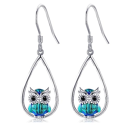 ONEFINITY Eule Ohrringe Sterling Silber Eule baumeln Tropfen Ohrringe für Damen Eule Schmuck Geschenke von ONEFINITY