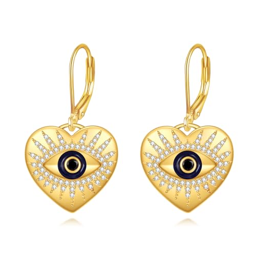 ONEFINITY Evil Eye Ohrringe 925 Sterling Silber Vergoldet Herz Ohrringe Evil Eye Schmuck Geschenk Für Damen von ONEFINITY
