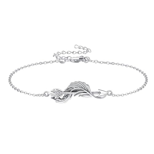 ONEFINITY Federarmband 925 Sterling Silber Feder Pfeil Link Verstellbares Armband Schmuck Geschenk für Frauen Mädchen ONEFINITY Federarmband 925 Sterling Silber Feder Pfeil Link Verstellbares Armband Schmuck Geschenk für Frauen Mädchen von ONEFINITY