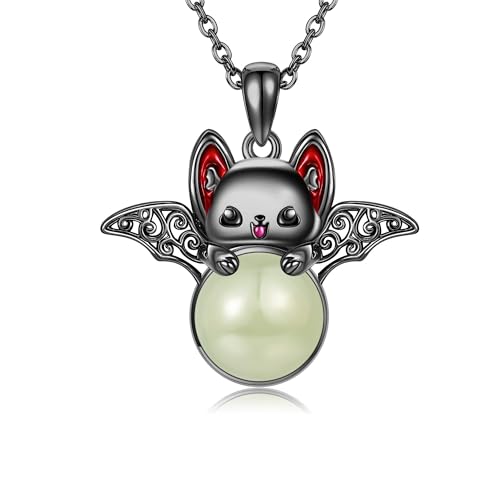 ONEFINITY Fledermaus Kette 925 Sterling Silber Leuchtende Steine Schwarz Fledermaus Anhänger Halskette Gothic Schmuck Geschenk für Frauen Damen ONEFINITY Fledermaus Kette 925 Sterling Silber Leuchtende Steine Schwarz Fledermaus Anhänger Halskette Gothic Schmuck Geschenk für Frauen Damen von ONEFINITY