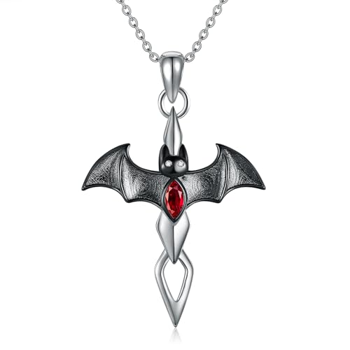 ONEFINITY Fledermaus Ketten 925 Sterling Silber Kreuz Schwert Energie Anhänger Gothic Schmuck Geschenke Für Herren Und Damen von ONEFINITY