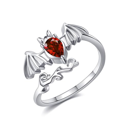 ONEFINITY Fledermaus Ring Für Damen 925 Sterling Silber Fledermaus Verstellbare Ring Halloween Ringe Fledermaus Schmuck Geschenke von ONEFINITY