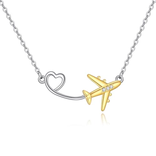 ONEFINITY Flugzeug Kette 925 Sterling Silber Flugzeug Anhänger Halskette Schmuck Geschenk für Frauen Damen von ONEFINITY