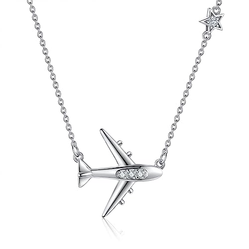 ONEFINITY Flugzeugkette, 925er Sterling-Silber Fluganhänger, Flugzeug-Schmuck für Frauen Mädchen von ONEFINITY