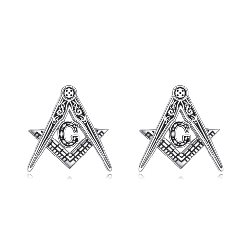 ONEFINITY Freimaurer Ohrringe 925 Sterling Silber Free And Accepted Masons Ohrstecker Freimaurer Kompass Symbol Schmuck Geschenke für Herren Damen ONEFINITY Freimaurer Ohrringe 925 Sterling Silber Free And Accepted Masons Ohrstecker Freimaurer Kompass Symbol Schmuck Geschenke für Herren Damen von ONEFINITY