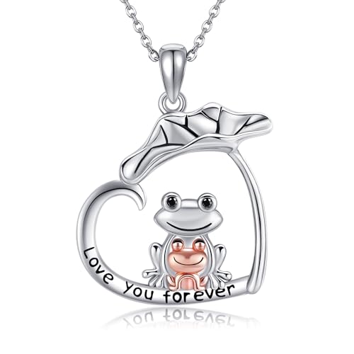 ONEFINITY Frosch Kette 925 Sterling Silber Lotus Blatt Frosch Anhänger Halskette Herz Tier Schmuck Geschenk für Frauen Damen ONEFINITY Frosch Kette 925 Sterling Silber Lotus Blatt Frosch Anhänger Halskette Herz Tier Schmuck Geschenk für Frauen Damen von ONEFINITY