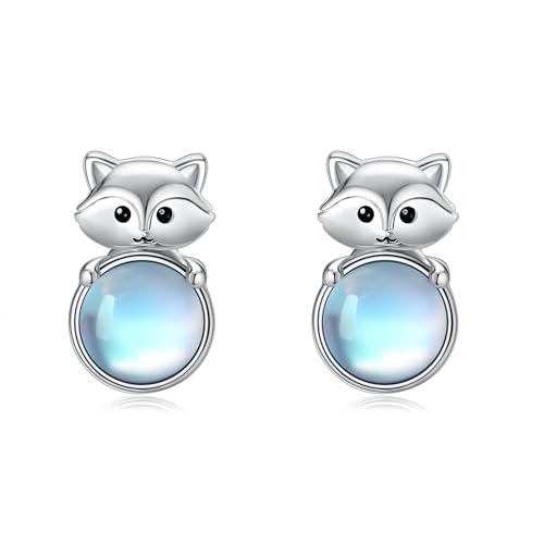 ONEFINITY Fuchs Ohrstecker für Frauen Mondstein 925 Sterling Silber Tier Ohrringe Schmuck Geschenke für Mädchen von ONEFINITY