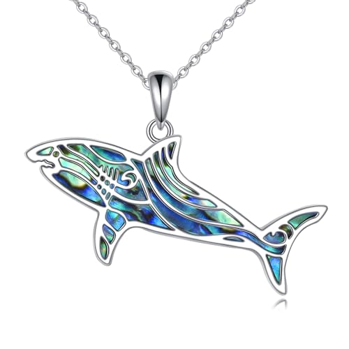 ONEFINITY Hai Kette 925 Sterling Silber Abalone Shell Hai Anhänger Halskette Ozean Schmuck für Damen von ONEFINITY
