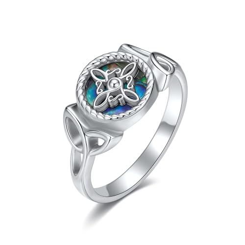 ONEFINITY Hexenknoten Ring 925 Sterling Silber Keltischer Ring mit Abalone Muschel Hexenknoten Schmuck für Frauen von ONEFINITY