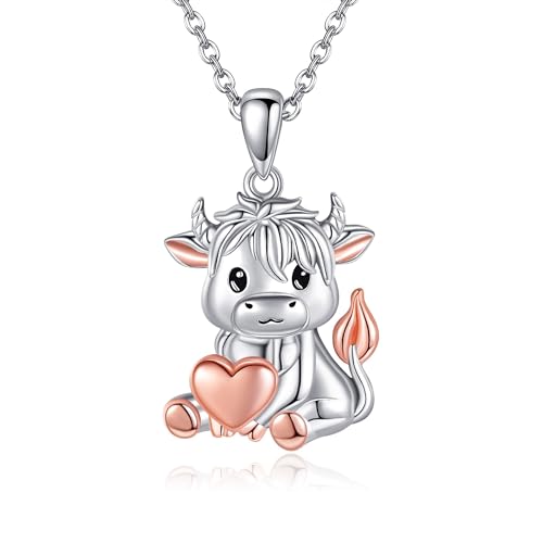 ONEFINITY Highland Cow Geschenke 925 Sterling Silber Highland Cow Kette Cowgirl Kuh Anhänger Halskette Tier Schmuck Geschenke Für Frauen Mädchen ONEFINITY Highland Cow Geschenke 925 Sterling Silber Highland Cow Kette Cowgirl Kuh Anhänger Halskette Tier Schmuck Geschenke Für Frauen Mädchen von ONEFINITY