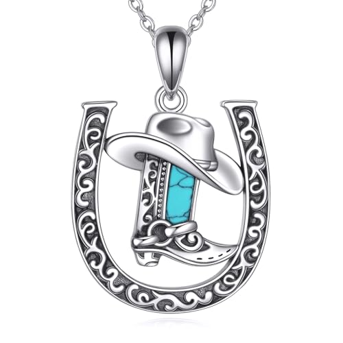 ONEFINITY Hufeisen Kette 925 Sterling Silber Cowgirl Cowboy Stiefel Anhänger Türkis Western schmuck Geschenke für Damen Herren ONEFINITY Hufeisen Kette 925 Sterling Silber Cowgirl Cowboy Stiefel Anhänger Türkis Western schmuck Geschenke für Damen Herren von ONEFINITY