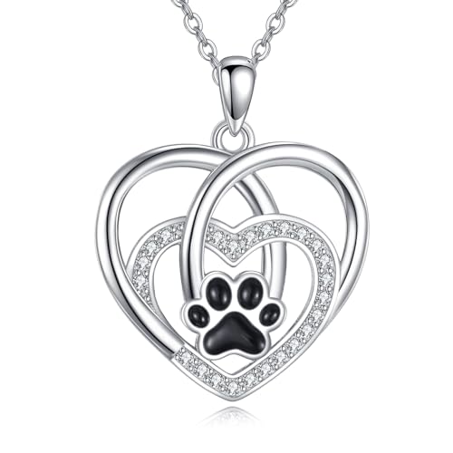 ONEFINITY Hundehalskette 925er Sterlingsilber Halskette mit Anhänger für Hunde und Katzen Herz Haustierpfotenabdruck Schmuck für Frauen von ONEFINITY