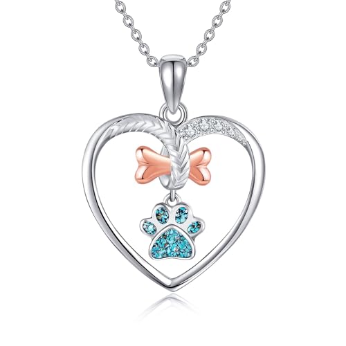 ONEFINITY Hundehalskette 925er Sterlingsilber Hundepfote Mit Knochenanhänger Halskette Süßer Hundeschmuck Für Damen von ONEFINITY